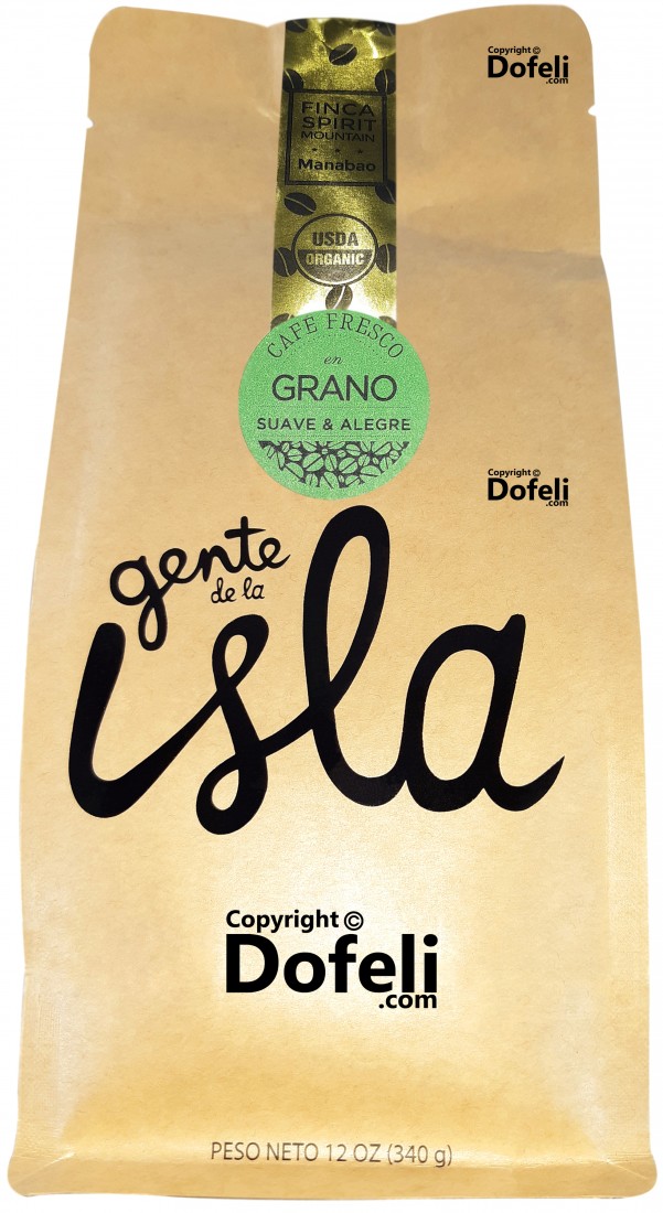 Whole bean USDA organic coffee from Dominican Republic, soft and cheerful flavor profile by Gente de la Isla.
